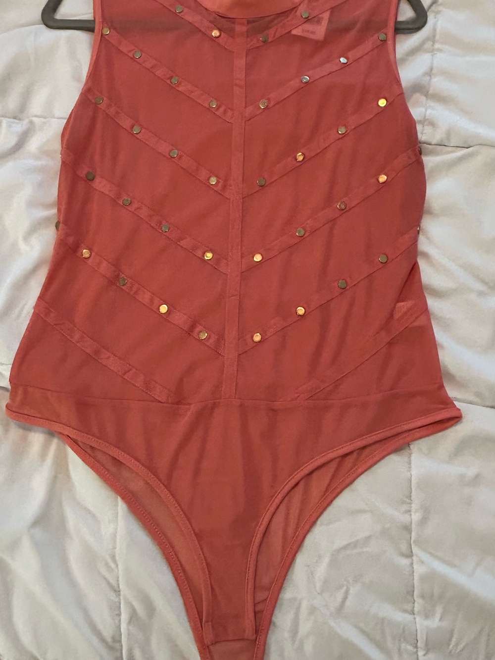 Jasmine Coral Sequin Sleeveless One-Piece Bodysuit